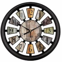 Relógio De Parede Gigante 40cm Estilo Madeira Industrial Retrô Vintage Decoração Rústica Relógio De Parede Gigante 40cm Estilo Madeira Industrial Retrô Vintage Decoração Rústica