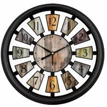 Relógio de Parede Gigante 40cm Estilo Madeira Industrial Retro Vintage Rústico Luxo Decorativo
