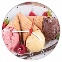 Relógio De Parede Gourmet Sorvete Confeitarias Sorveterias Quartz Tamanho 40 Cm RC028 Relógio De Parede Gourmet Sorvete Confeitarias Sorveterias Quartz Tamanho 40 Cm RC028