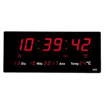 Relógio De Parede Grande Digital Led Calendário Alarme - HOME IMPORTS