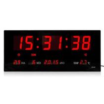 Relógio De Parede Grande Painel Led Vermelho Digital Calendário Hora Temperatura