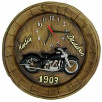 Relógio De Parede Grande Rústico Artesanal Harley Davidson - Retrofenna Decor