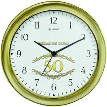 Relógio de Parede-Herweg-Bodas de Ouro-28cm-Dourado-6637
