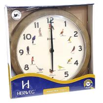 Relógio de Parede Herweg Quartz Canto dos Pássaros Madeira 6658 - 323