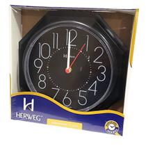 Relógio de Parede Herweg Quartz Preto Octógono 6117