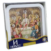 Relógio de Parede Herweg Quartz Quadrado Santa Ceia Branco 6696 - 021
