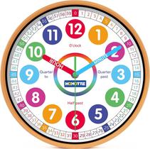 Relógio de parede Homotte Kids 25 cm redondo silencioso analógico para quarto