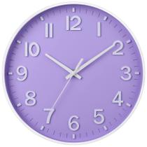 Relógio de parede HZDHCLH roxo de 30 cm operado por bateria silencioso Relógio de parede HZDHCLH roxo de 30 cm operado por bateria silencioso
