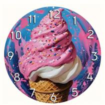 Relógio de parede Ice Cream Cake 30 cm em MDF silencioso e não aderente