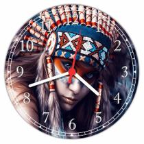 Relógio De Parede índia Indígenas Decorações - Vital Quadros Do Brasil