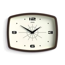 Relógio de parede JONES CLOCKS Movie Retro 25,5 x 19,5 cm Mocha Brown