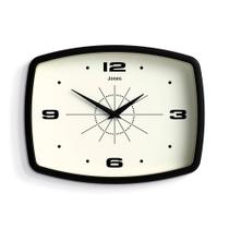 Relógio de parede JONES CLOCKS Movie Retro 25,5 x 19,5 cm preto
