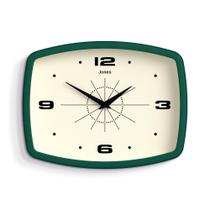 Relógio de parede JONES CLOCKS Movie Retro 25,5 x 19,5 cm verde escuro
