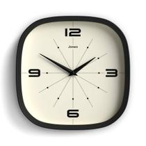 Relógio de Parede JONES CLOCKS Pulsar 25x25x5cm Retrô Preto