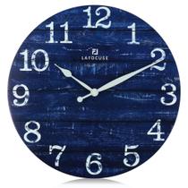 Relógio de parede Lafocuse Silent 30cm de madeira rústico azul