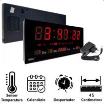 Relógio de Parede LED com Calendário e Temperatura para Uso Profissional