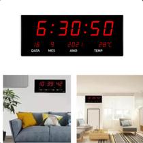 Relógio de Parede LED com Funções de Hora, Data e Medição de Temperatura Atual