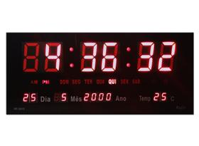 Relógio De Parede Led Digital Calendário Temperatura Alarme - Raffs