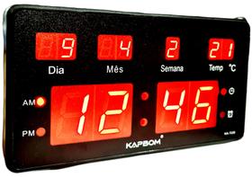 Relógio De Parede Led Digital Com Data Alarme Temperatura - kapbom
