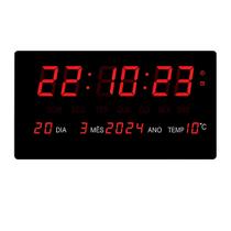 Relógio de Parede LED Digital com Hora, Data e Temperatura para Escritórios