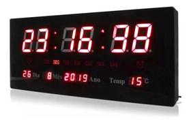 Relógio De Parede Led Digital Grande 46cm Termômetro Data LE-2112
