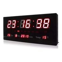 Relógio de Parede LED Digital Grande com Termômetro e Recepção 35 cm