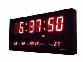 Relógio De Parede Led Digital Grande Termometro 36cmx15cm - Lelong