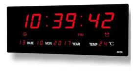 Relógio de Parede Led Digital LE-2111 Lelong Temperatura Calendário Alarme
