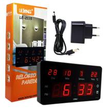Relógio de Parede Led Digital LE-2115 Lelong Temperatura Calendário Alarme Relógio de Parede Led Digital LE-2115 Lelong Temperatura Calendário Alarme