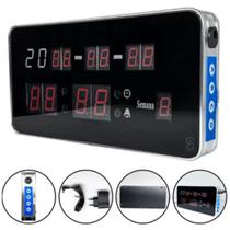 Relógio De Parede LED Digital Mesa Calendário Mostra Semana