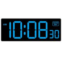 Relógio de parede LED Soobest Digital com segundos 25 cm azul com plugue Relógio de parede LED Soobest Digital com segundos 25 cm azul com plugue