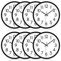 Relógio de parede Lumuasky de 30 cm Silent Non-Ticking, pacote com 8 unidades, branco Relógio de parede Lumuasky de 30 cm Silent Non-Ticking, pacote com 8 unidades, branco