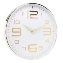 Relógio De Parede Lyor Em Plástico Branco C/Dourado - 2750