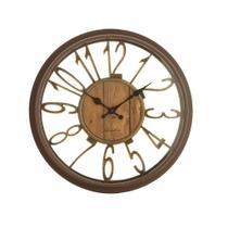 Relógio de Parede Madeira Analógico Rústico 40cm Redondo Com Ponteiro Decorativo Pilha AA