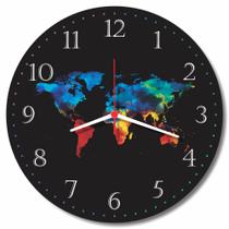 Relógio de Parede Mapa Mundi Colorido Decoracao Escritório Sala Cozinha Quarto Presente