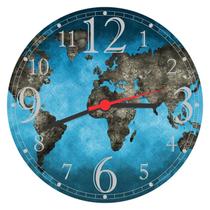 Relógio De Parede Mapa Mundo Colorido Países Continentes Decorar