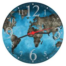 Relógio De Parede Mapa Mundo Países Continentes Decorar