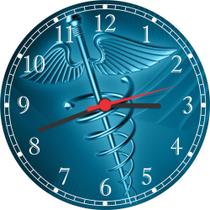 Relógio De Parede Medicina Símbolo Caduceu Consultórios Salas Quartos Quartz Tamanho 40 Cm RC007