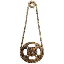 Relógio De Parede Moto Corrente E Coroa Aço Decorativo Gold