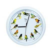 Relógio de parede musical canto de pássaros 27cm