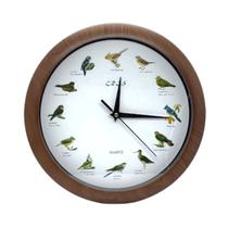 Relógio de Parede Musical com Canto dos Pássaros 12 Cantos Diferentes Decorativo Redondo Analógico Cozinha Sala - CRJS