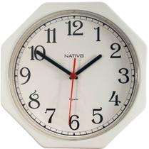Relógio de Parede Nativo Octagonal Preto 23cm Moderno Sala Quarto Escritório Cozinha