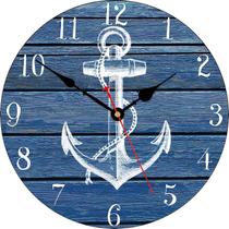 Relógio de parede Nautical Anchor 30 cm azul sem tique-taque silencioso Relógio de parede Nautical Anchor 30 cm azul sem tique-taque silencioso