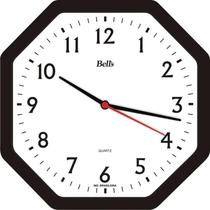 Relógio de Parede Oitavado Analógico Cozinha Sala Escritório 22 cm com Pilha Bell's