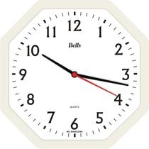 Relógio De Parede Oitavado Branco 22Cm