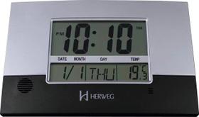 Relógio de Parede ou Mesa Digital LCD Calendário Termômetro Preto Herweg 6473
