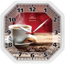 Relógio de Parede Plashome Gama Branco Café Decoração Sala Cozinha Escritório Oitavado