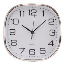 Relogio de parede plastico cromado com ponteiro de segundo continuo 27 cm Relogio de parede plastico cromado com ponteiro de segundo continuo 27 cm