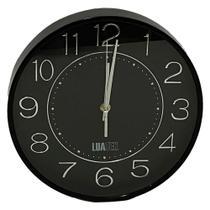 Relógio De Parede Preciso Sala Cozinha Grande 25cm Preto E Prata ZB-3003 LUATEK