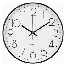 Relogio de parede preto 30cm plastico silencioso decoracao moderna casa ambientes r.02174